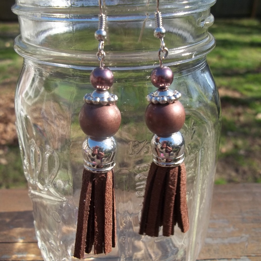 Brown Tassel Diffuser Earrings